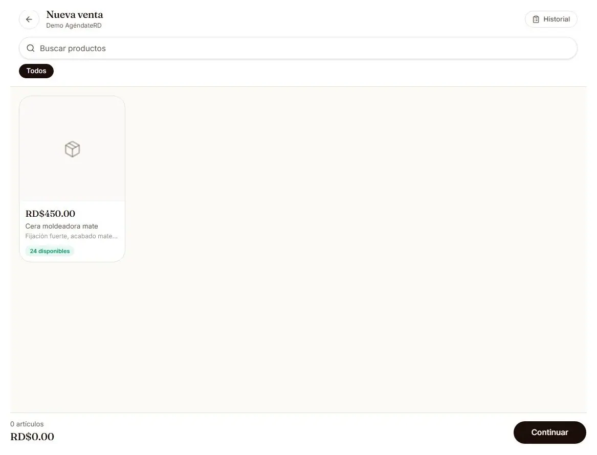 Punto de venta para cobrar productos en el mostrador con su stock disponible